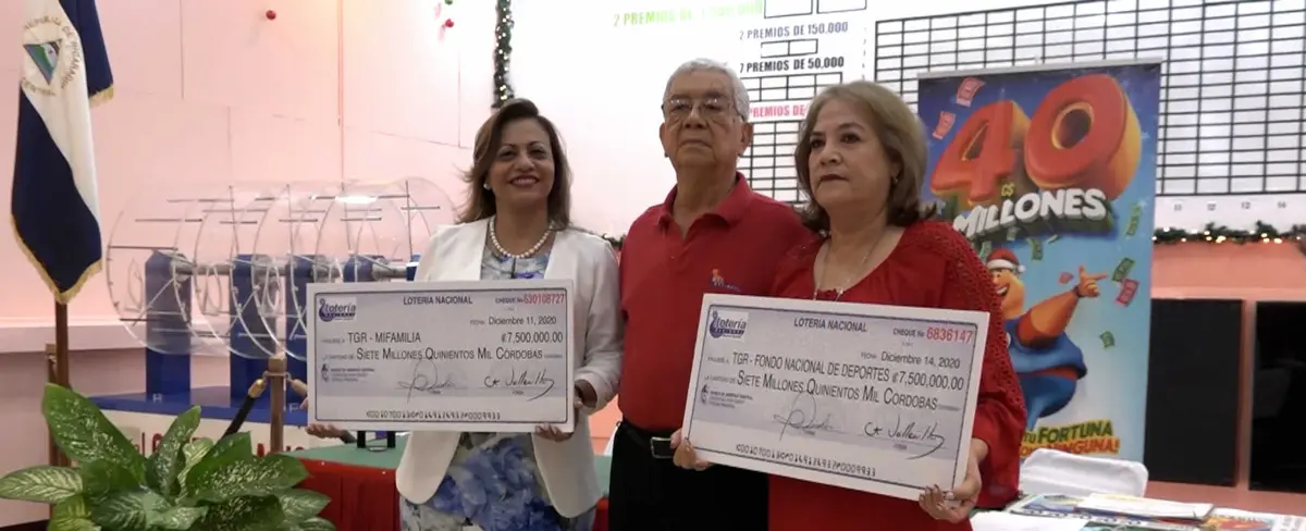 Lotería Nacional entrega 7 millones 500 mil córdobas al IND y al MIFAN
