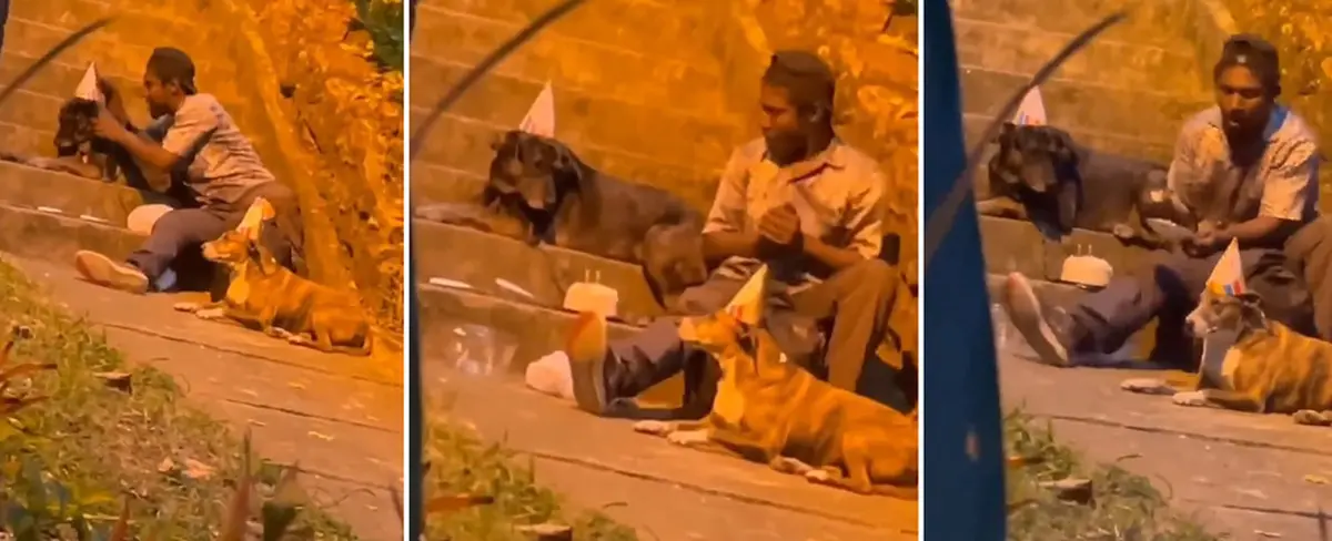 Video conmovedor de un hombre festejando le cumpleaños de su perro se hace viral