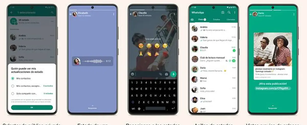 WhatsApp agrega nuevas funciones para los estados