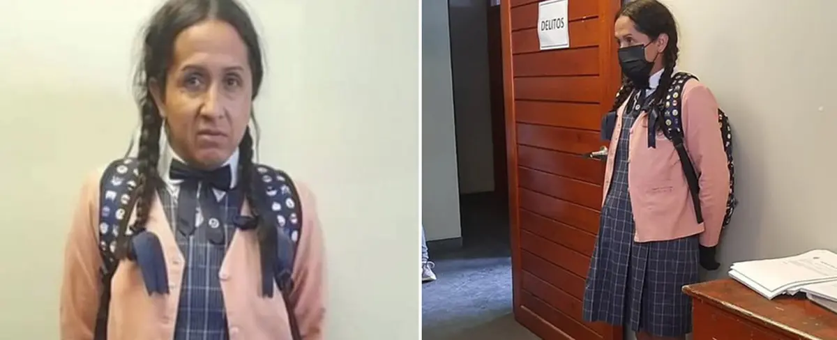 Hombre con uniforme de colegiala es detenido en una escuela de Perú