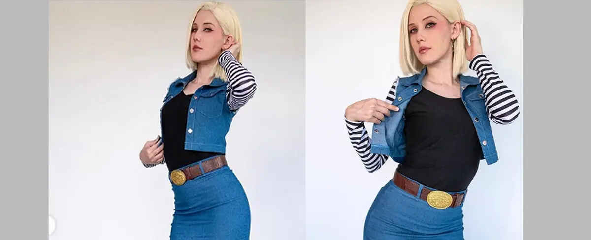 Modelo tica recrea cosplay de la Androide 18