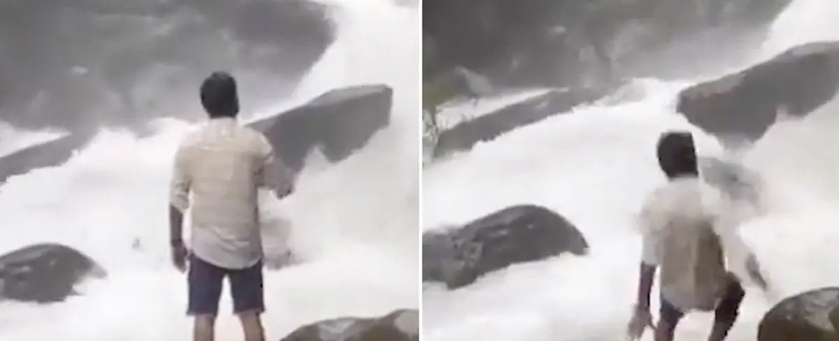 VIDEO: Tiktoker muere tras caer a unas cataratas en la India