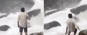 VIDEO: Tiktoker muere tras caer a unas cataratas en la India