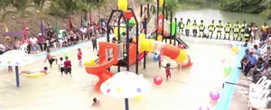Familias de San Rafael del Sur estrenan parque acuático