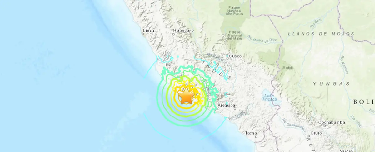 Sismo de magnitud 7,0 activa alerta de tsunami en el sur de Perú