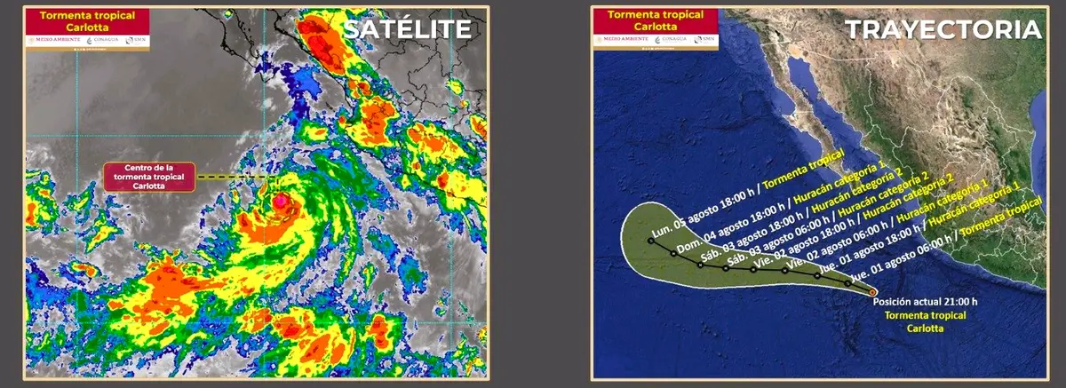 Carlotta se forma en el Pacífico: lluvias y vientos fuertes en México