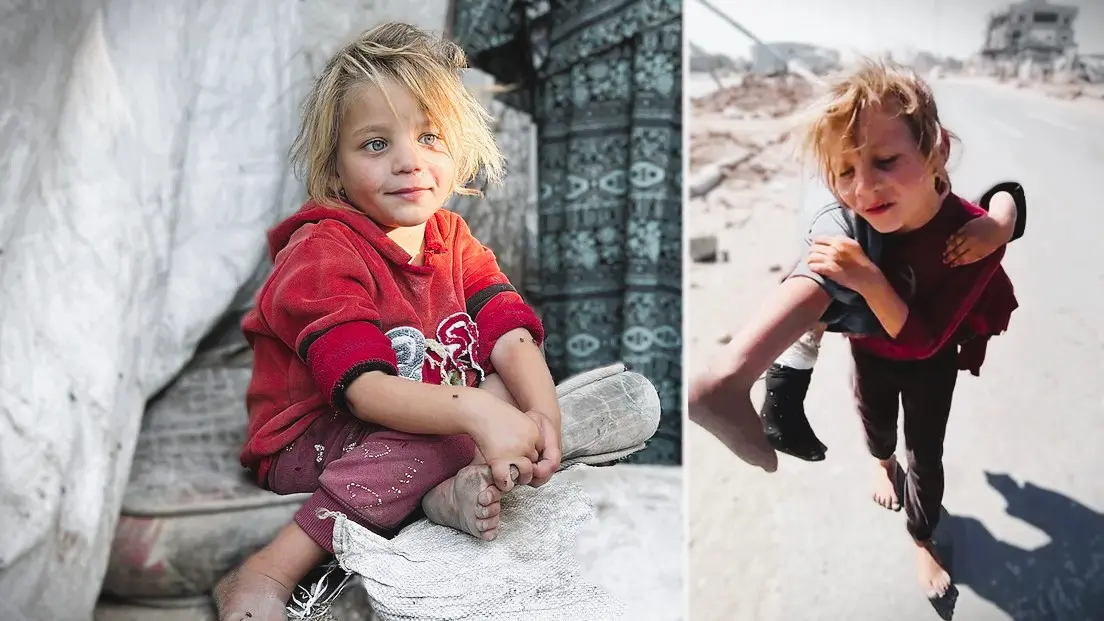 "No podía caminar, así que la cargué": La heroica niña que ayuda a su hermana herida en Gaza