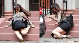 Anne Hathaway sufre caída en pleno rodaje de El Diablo viste a la moda 2