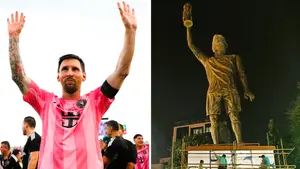 Estatua gigante de Messi causa furor en la India