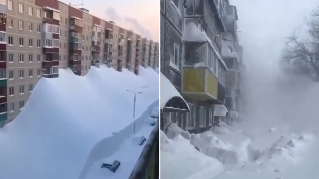 Kamchatka Rusia registra fuertes nevadas que impactan viviendas y comercios
